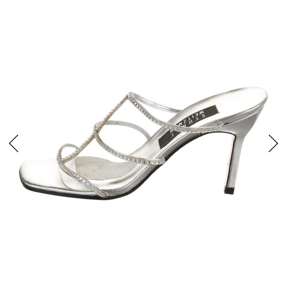 Stuart Weitzman Silver Strappy Heeled Sandals